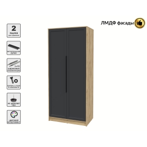 Шкаф распашной Тренд КТ-Ш2 (Дуб золотой ЛДСП/ Пепел ЛМДФ) Ш918 В2128 Г547 Шкаф распашной Тренд КТ-Ш2 (Дуб золотой ЛДСП/ Пепел ЛМДФ) Ш918 В2128 Г547